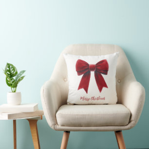 Coussin Ruban de velours rouge Noël classique