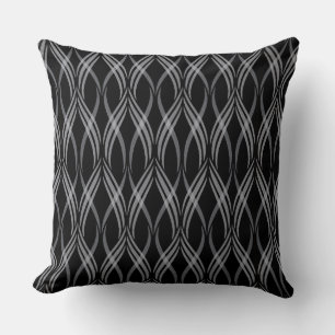 Coussin Ruban noir et blanc réversible Lancer l'oreiller