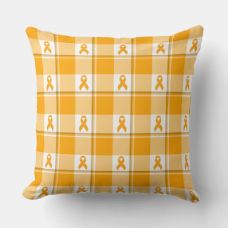 Coussin Ruban orange à carreaux de sensibilisation à la le
