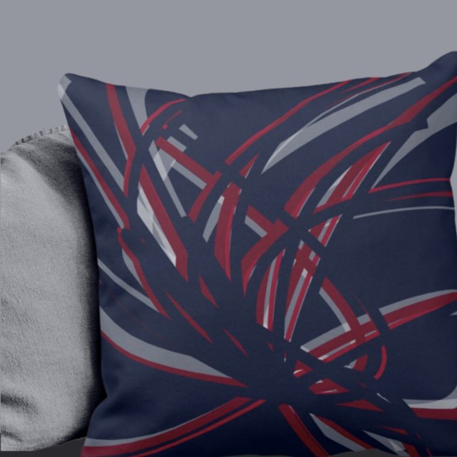 Coussin Rubans artistiques Abstraits bleu marine et bordea (Créateur téléchargé)