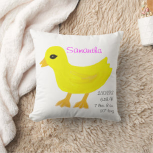 Coussin Rubber Jaune Ducky Détails de naissance Rose
