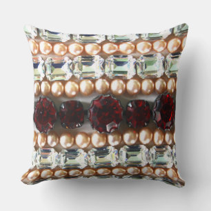 Coussin Rubis, strass, diamants, bijoux, perles