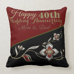Coussin Ruby Red 40th Mariage Anniversary