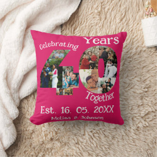 Coussin Ruby Red 40th Mariage Anniversary 11 Photo Collage