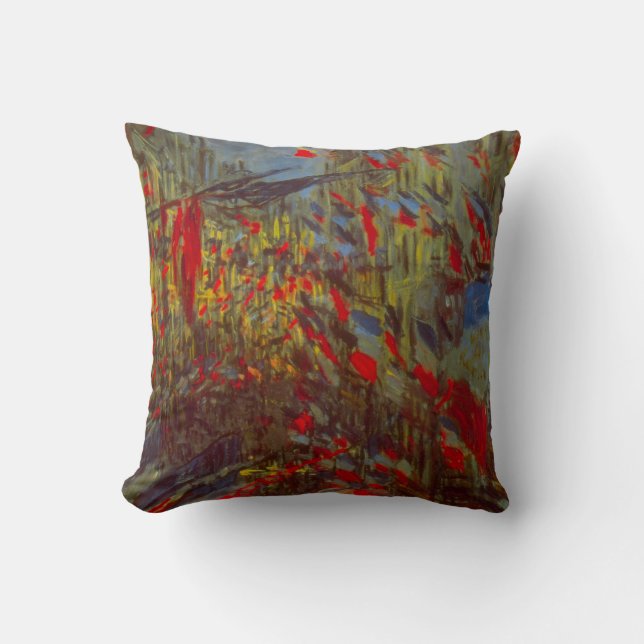 Coussin Rue Montorgueil avec drapeaux de Claude Monet (Recto)