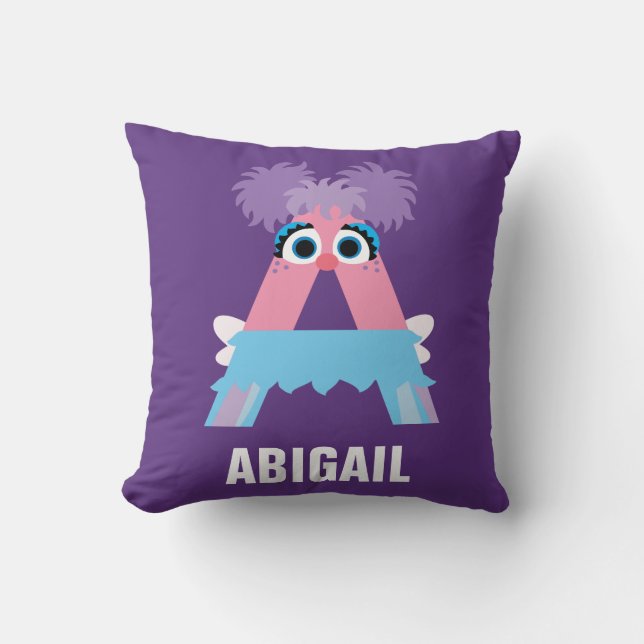 Coussin Rue Sésame | A est pour Abby (Recto)