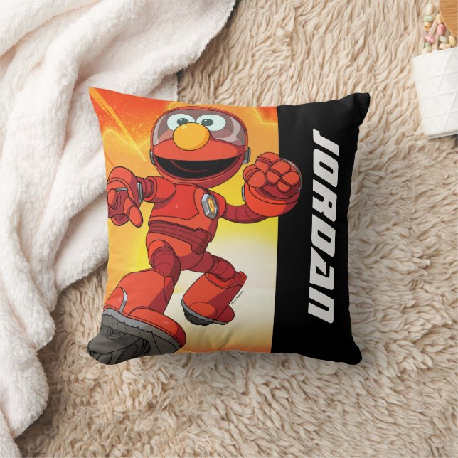 Coussin Rue Sésame | Mécaniciens Elmo | Ajouter un nom (Couverture)