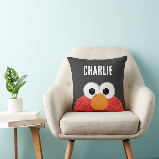 Coussin Rue Sésame | Personnalisé Elmo Big Face (Chaise)