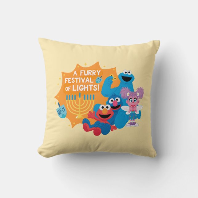 Coussin Rue Sésame | Un festival de lumières furieuses ! (Recto)