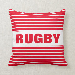Coussin Rugby À Rayures Rouge Et Blanc Moderne