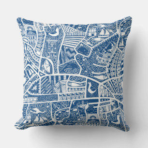 Coussin rural mer bleu