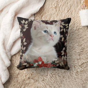 Coussin Russe Feuille Chat Pet Photo Wreath Noël