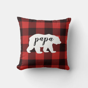 Coussin Russe Pays Rouge & Noir Flannel Papa Ours