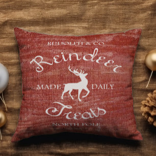 Coussin Russe Red Reindeer Treat Ajouter un nom Noël