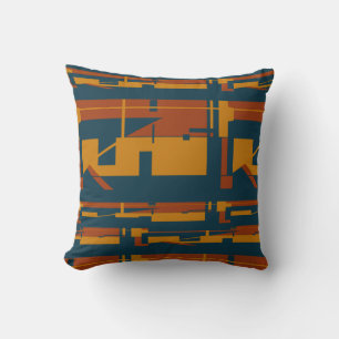 Coussin Rust Gold Bleu foncé Sud-Ouest Look Abstrait Desig