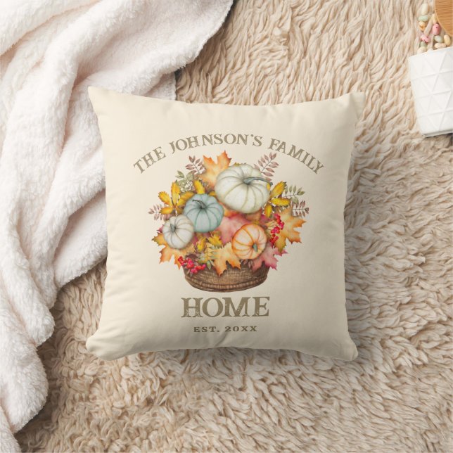 Coussin Rustic Automne Citrouille Nom de famille (Couverture)