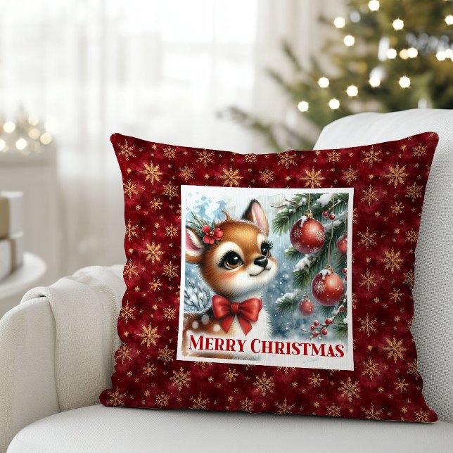 Coussin Rustic Baby Fawn Winter Scene Kids Room Decor Xmas (Rustic Baby Fawn Winter Scene Kids Room Decor Christmas Pillow

)