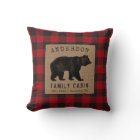 Rustic Bear Family Cabine Red Buffalo Plaid Burlap