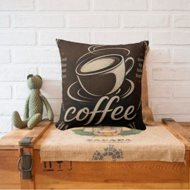 Coussin Rustic Coffee Bar Decor Gift (Créateur téléchargé)