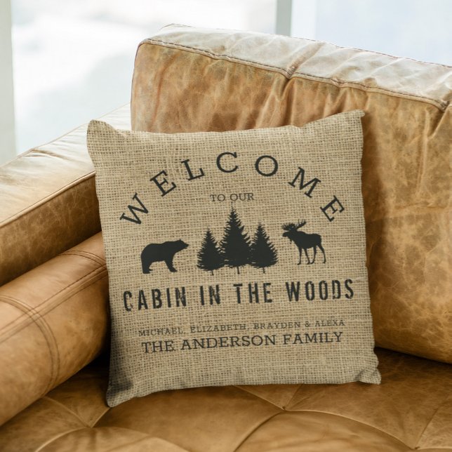 Coussin Rustic Country Welcome Nom de famille (Créateur téléchargé)