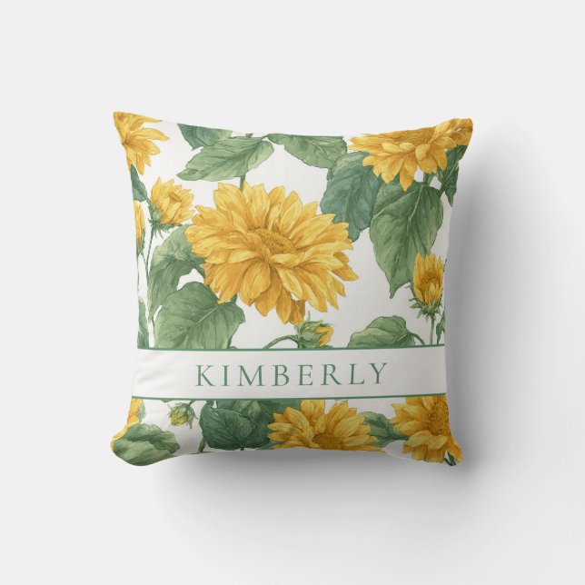 Coussin Rustic & Elegant Sunflower Classic Floral (Recto)