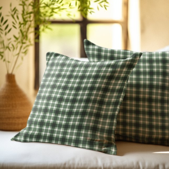 Coussin Rustic Green Gingham Plaid farmhouse pattern (Créateur téléchargé)