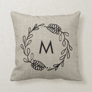 Coussin Rustic Laurel Ferme Pinecone Monogrammé