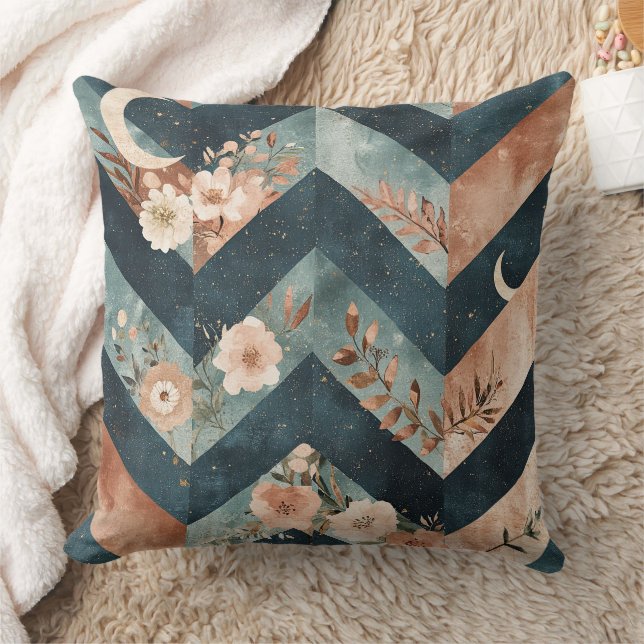 Coussin Rustic Moon Floral Chevron Earthy Pattern (9) (Couverture)