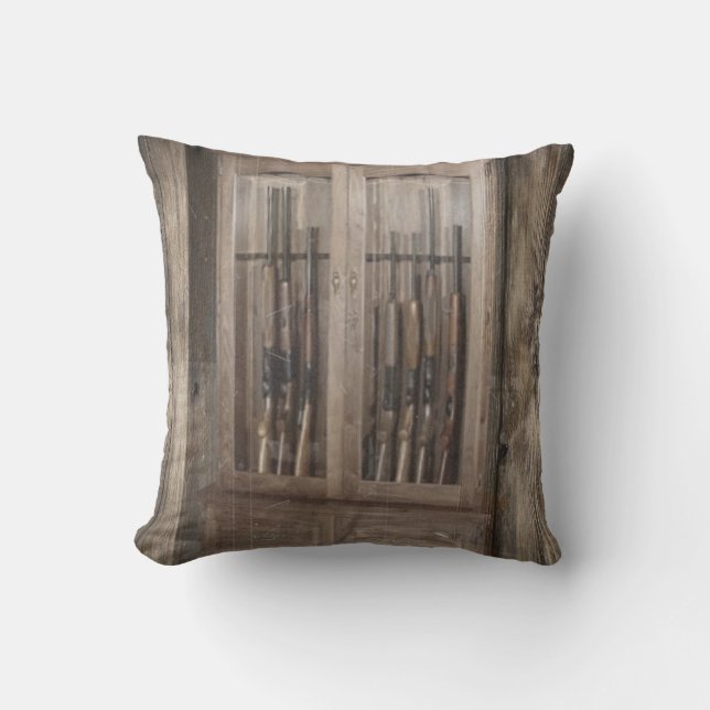 Coussin Rustic Western Pays Arme à feu Armoire fusils (Recto)
