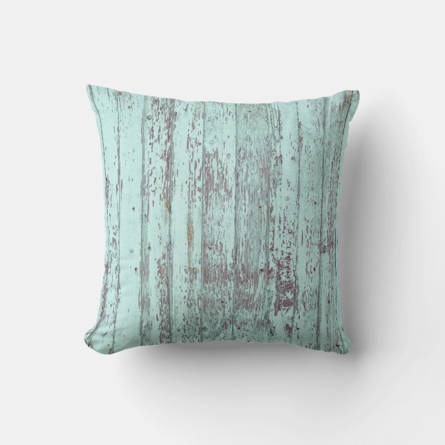 Coussin Rustique Aqua Barn Wood (Recto)