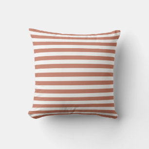 Coussin Rustique Boho Terracotta Et Rayé De Blanc