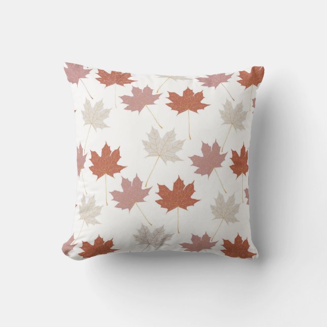 Coussin Rustique Botanique Terracotta Maple Feuille Motif (Recto)