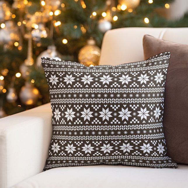 Coussin Rustique Brown Fair Isle Jeu d'Oreiller (Créateur téléchargé)