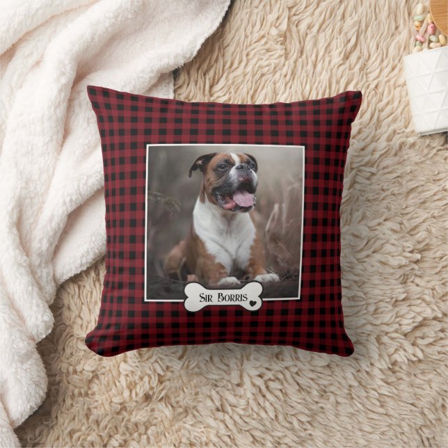 Coussin Rustique Buffalo Check Pet Photo (Couverture)
