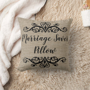 Coussin Rustique Burlap Look Mariage Saver