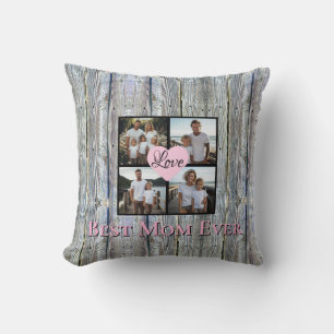 Coussin Rustique chic Personnaliser 4 photo Meilleure mama