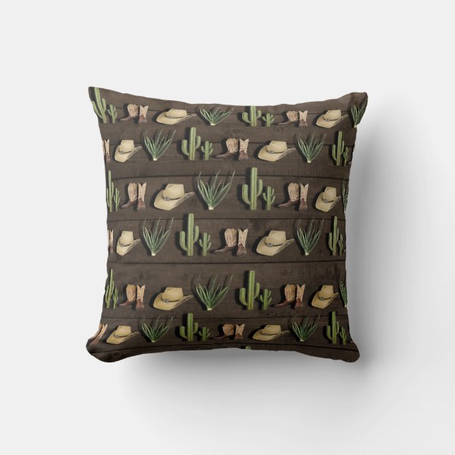 Coussin Rustique Cowboy Western Rodeo Wooden (Recto)