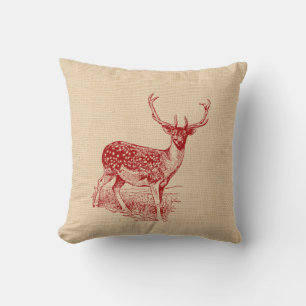 Coussin rustique de cerfs communs de région bois