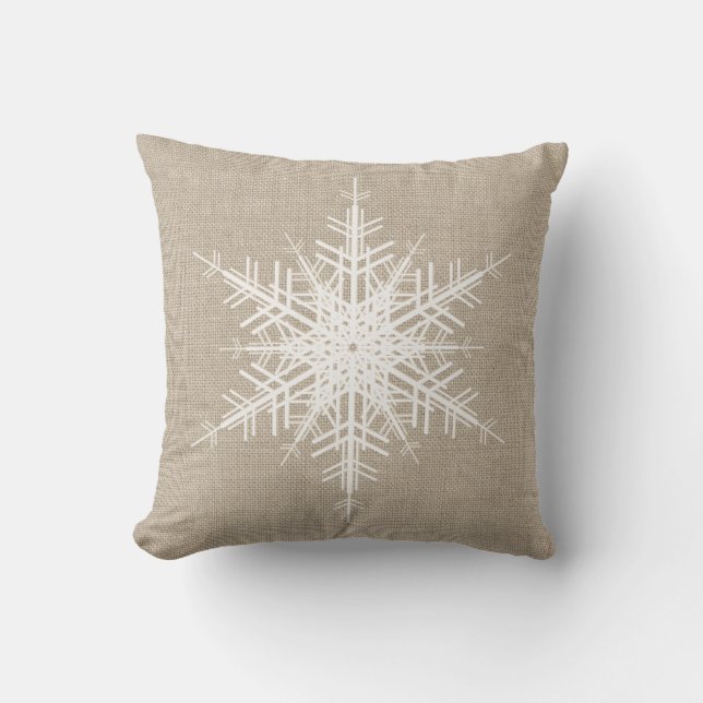 Coussin rustique de vacances de flocon de neige (Recto)