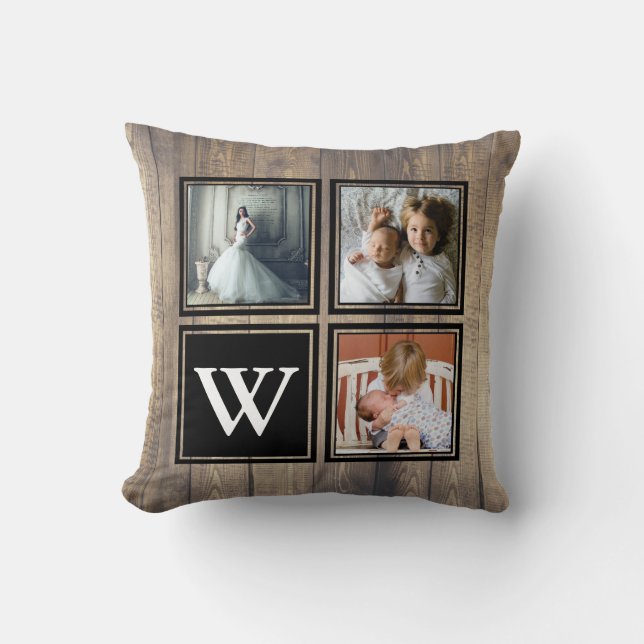 Coussin Rustique Grange Bois Antlers Photo de famille (Recto)