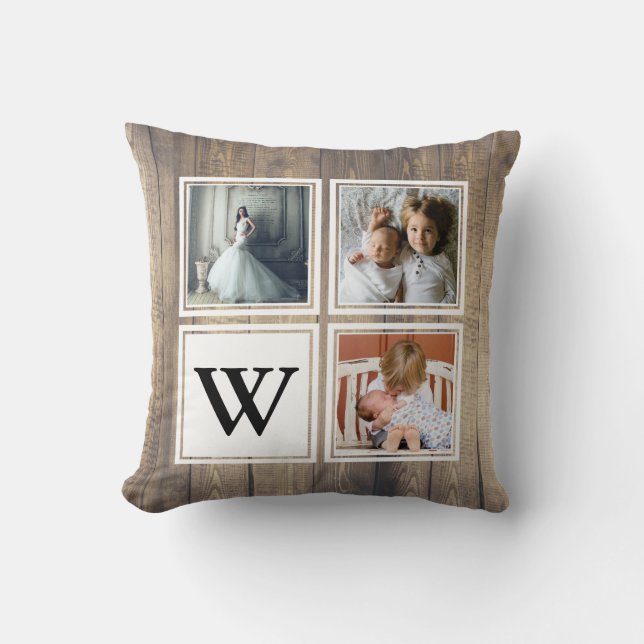Coussin Rustique Grange Bois Antlers Photo de famille (Recto)