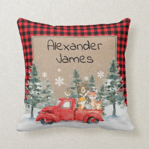 Coussin Rustique hiver Bois Forêt Animaux Baby Nursery