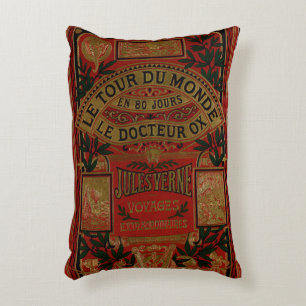 Coussin rustique Jules Verne de couverture de