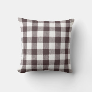 Coussin Rustique Neutre Brown Blanc En vichy Buffalo Plaid