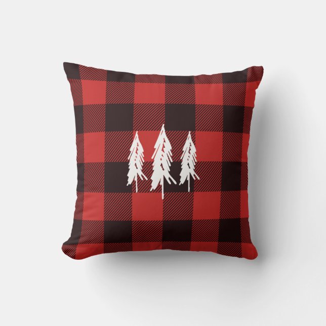 Coussin Rustique Pays À feuillage persistant Rouge et noir (Recto)