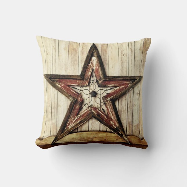 Coussin Rustique Pays Ouest Étoile Grange Bois Jeu Oreille (Recto)