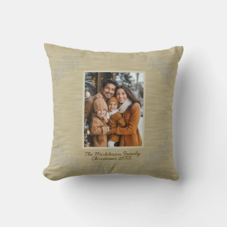 Coussin Rustique Photo de famille Branches de pin de Noël