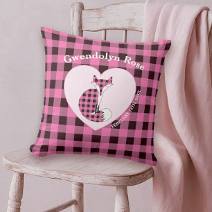 Coussin Rustique rose Plaid Cute Fox Baby