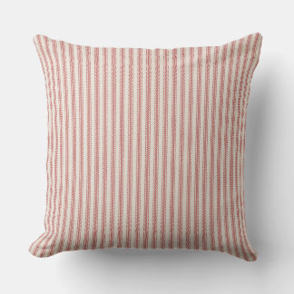 Coussin Rustique Rouge rayé Français piqûres