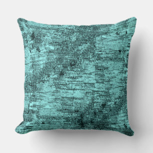 Coussin Rustique Turquoise Vert Motif d'écorce de bouleau